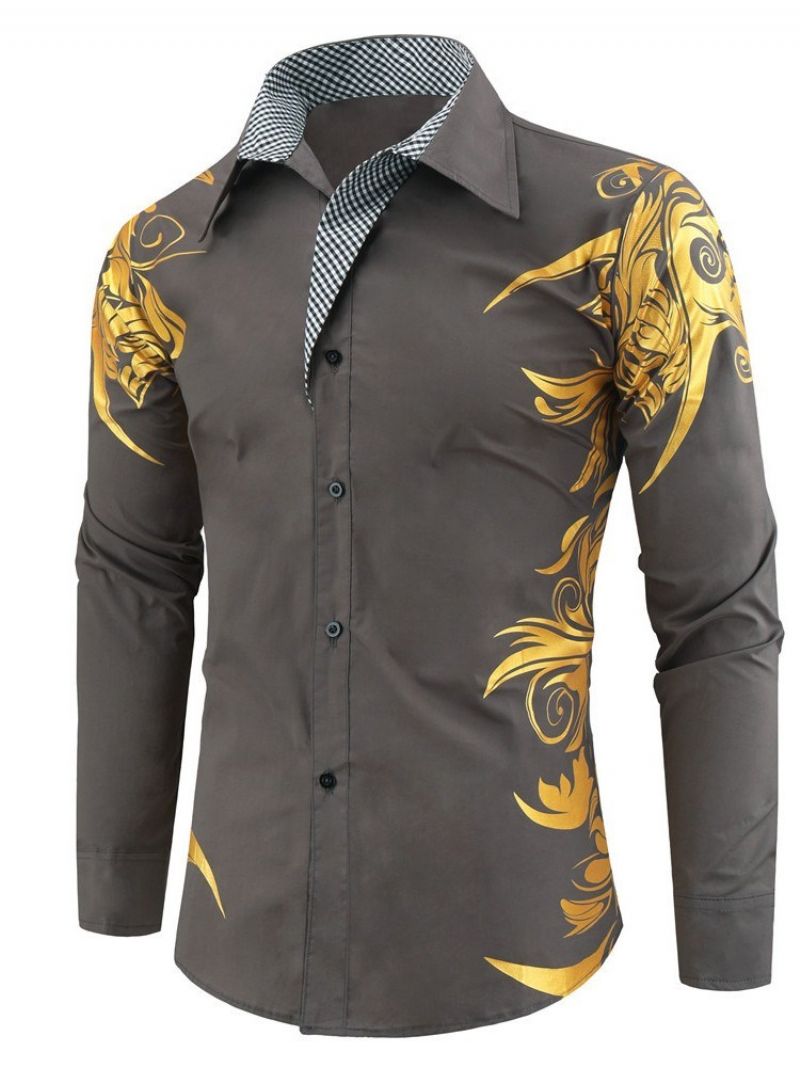 Print Lapel Floral Single-Breasted Spring Shirt