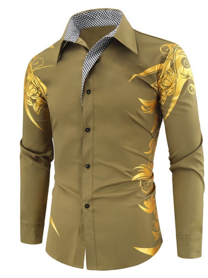 Print Lapel Floral Single-Breasted Spring Shirt