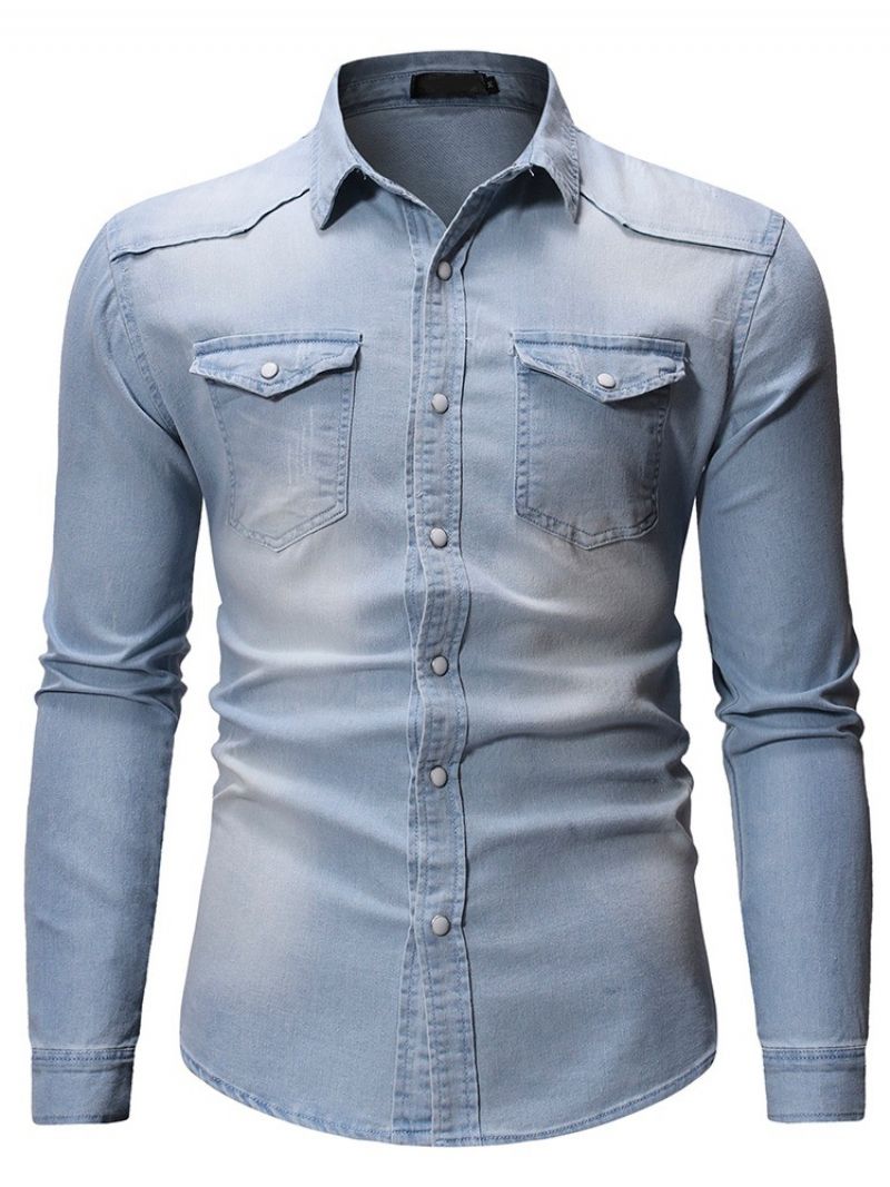 Slidt Lapel Casual Single-Breasted Slim Shirt