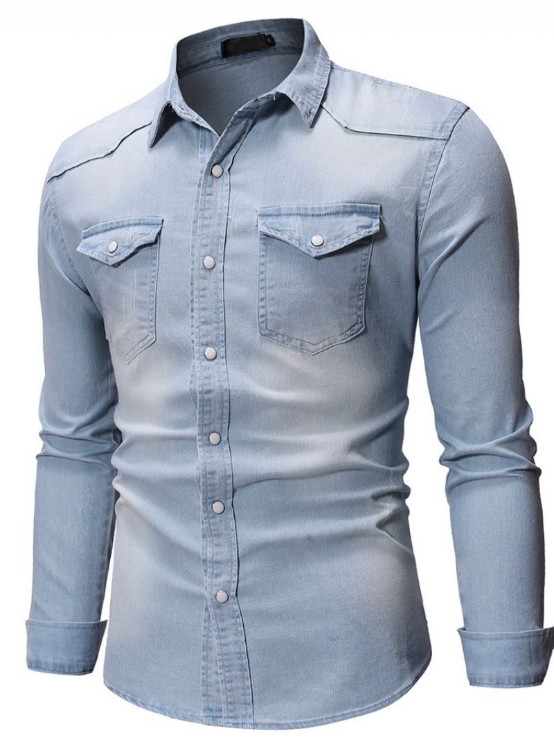 Slidt Lapel Casual Single-Breasted Slim Shirt