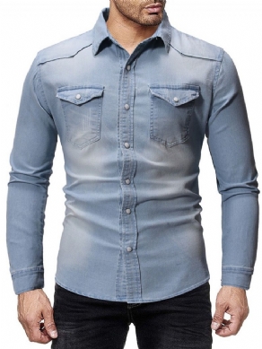 Slidt Lapel Casual Single-Breasted Slim Shirt