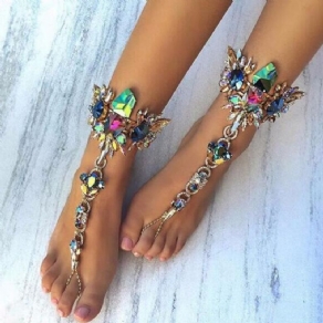 Eksotisk Stil Farverig Rhinestone Anklet