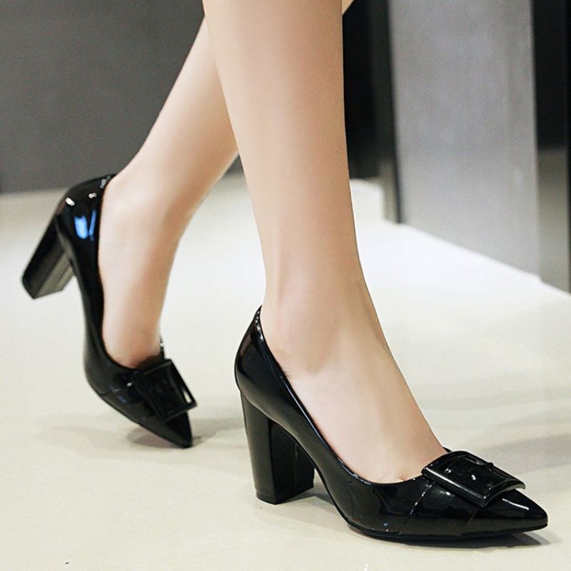 Charmerende Patent Læder Point Toe Pumps