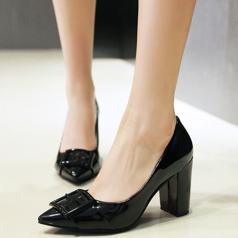 Charmerende Patent Læder Point Toe Pumps