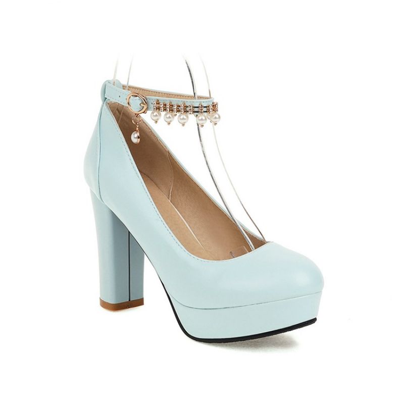 Chunky Heel Rund Toe Platform Simple Tynde Sko