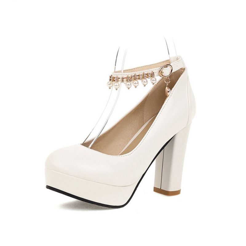 Chunky Heel Rund Toe Platform Simple Tynde Sko