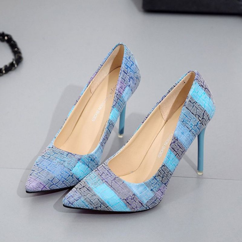 Color Block Slip-On Stiletto Heel Pointed Toe Pumps