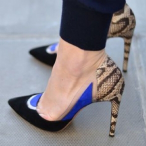 Patchwork Point Toe Pumps