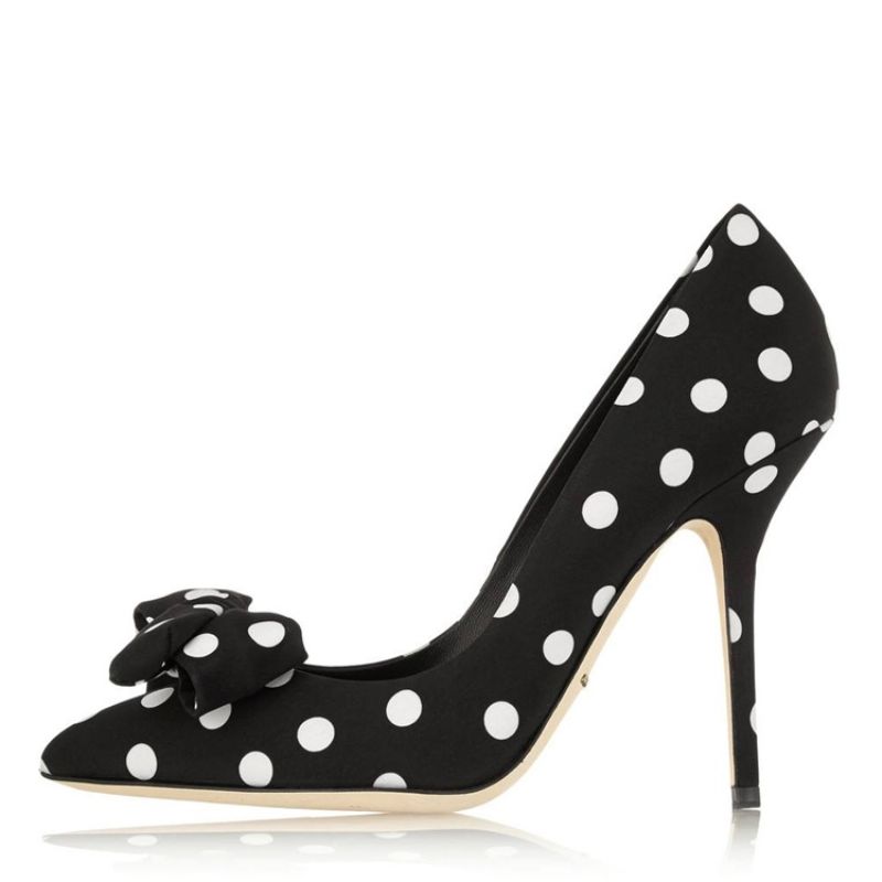 Polka Dots Bowtie Point Toe Pumps