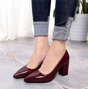 Professionel Spidstå Almindelig Chunky Pumps