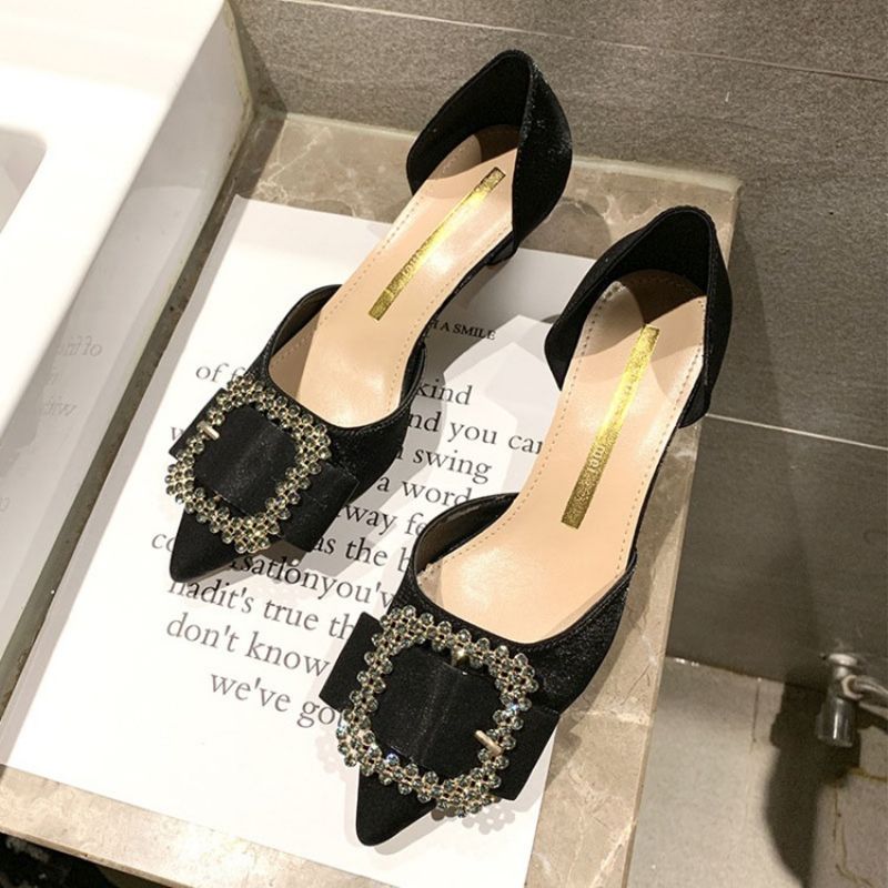 Rhinestone Pointed Toe Kitten Hæl Dame Pumps