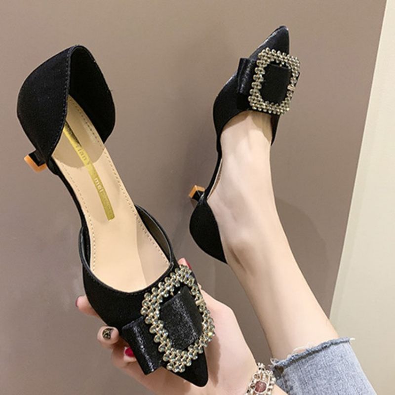 Rhinestone Pointed Toe Kitten Hæl Dame Pumps