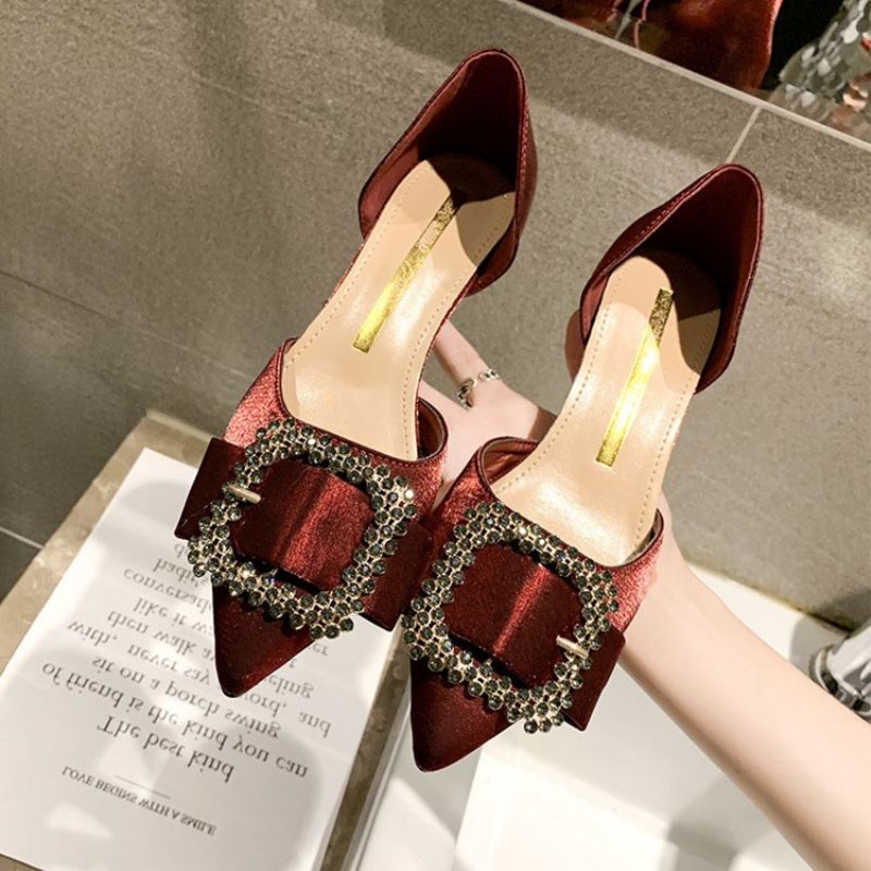 Rhinestone Pointed Toe Kitten Hæl Dame Pumps