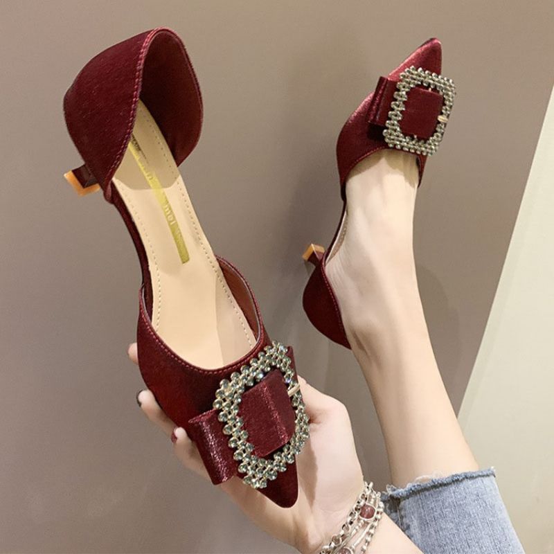 Rhinestone Pointed Toe Kitten Hæl Dame Pumps