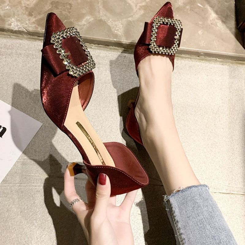 Rhinestone Pointed Toe Kitten Hæl Dame Pumps