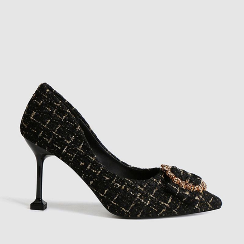 Rhinestone Stilethæl Med Spids Tå Slip-On Dame Pumps