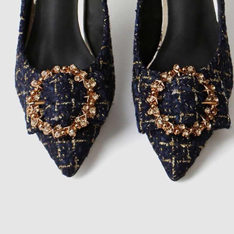 Rhinestone Stilethæl Med Spids Tå Slip-On Dame Pumps