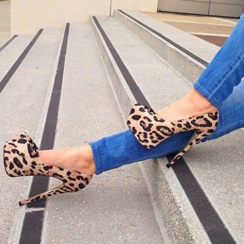 Sexede Leopard Pumps Med Rund Tå