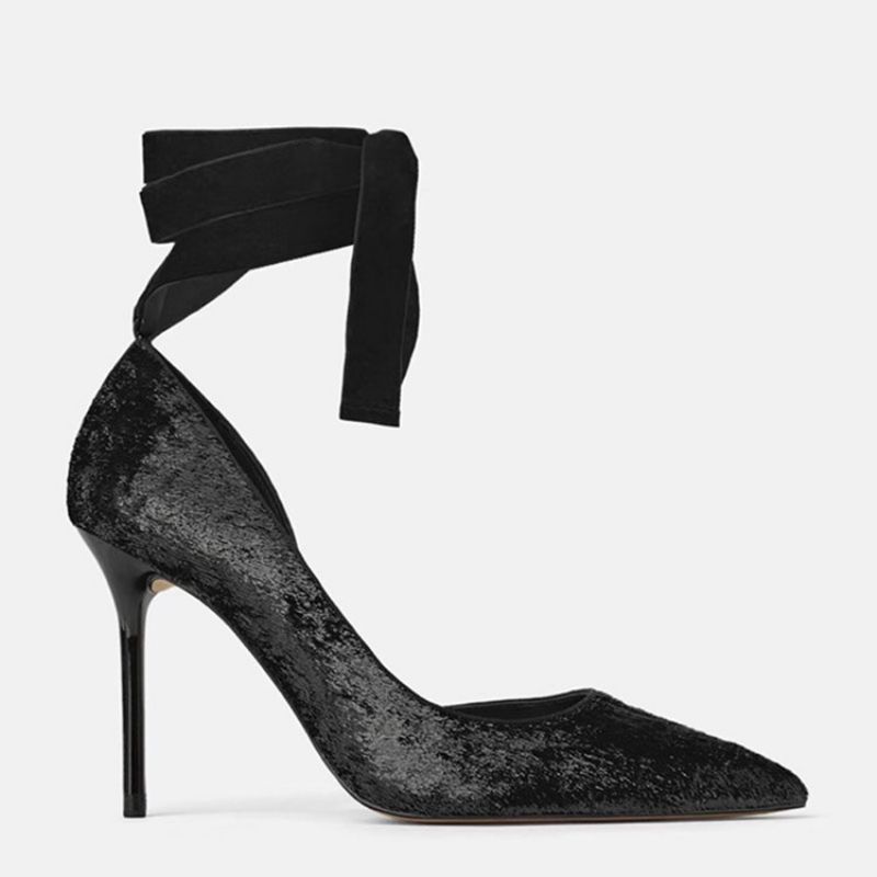 Tåspids Stilethæl Cross Strap Dame Pumps