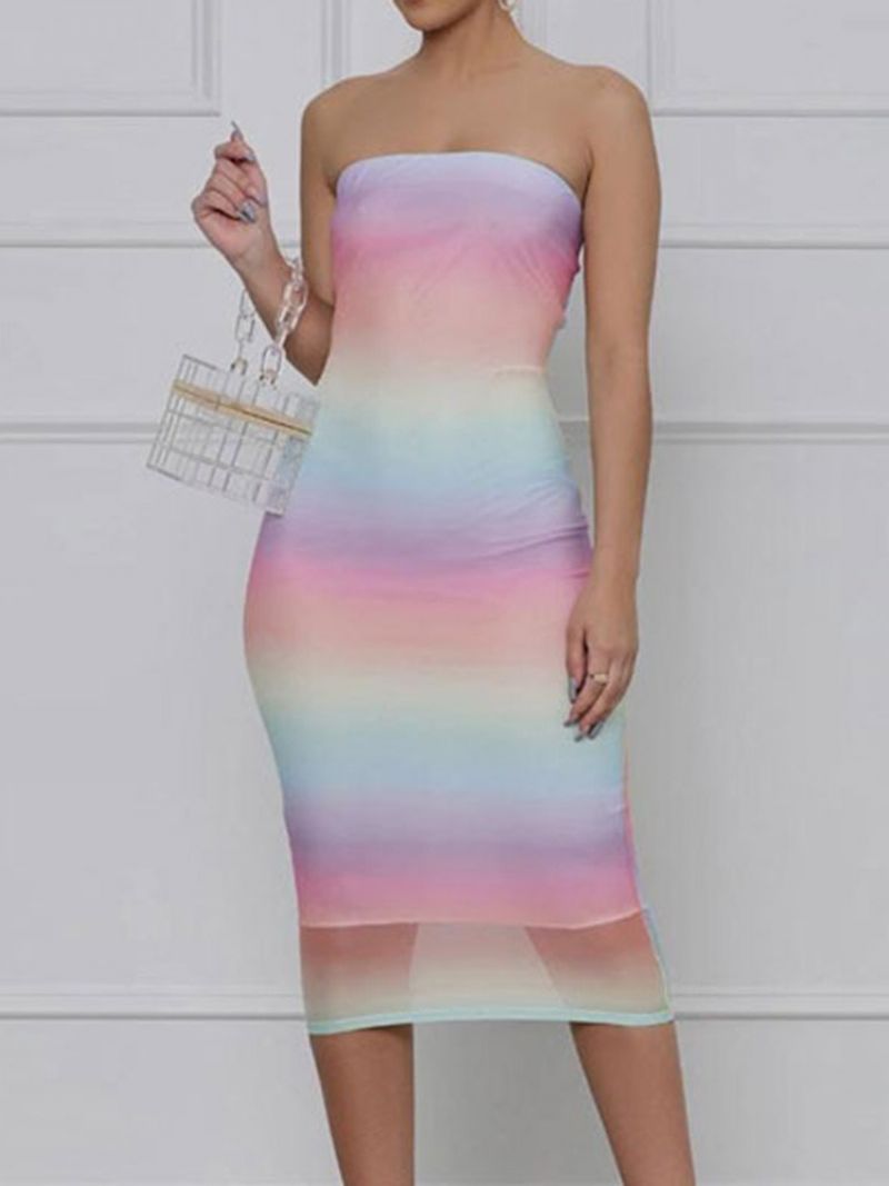 Ærmeløs Mid-Calf Bodycon Gradient Dress