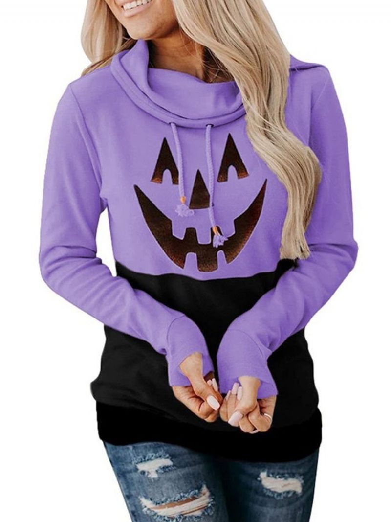 Halloween Print Tegneserie Langærmet Fleece Hættetrøje