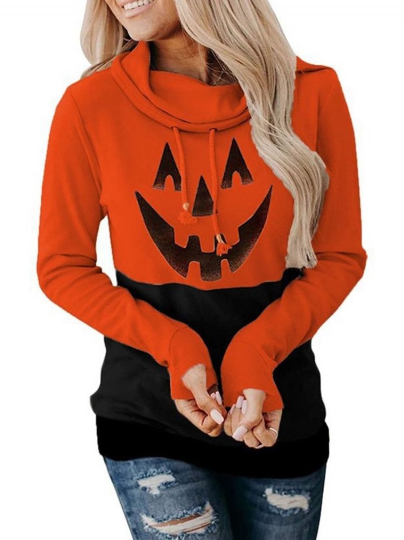 Halloween Print Tegneserie Langærmet Fleece Hættetrøje