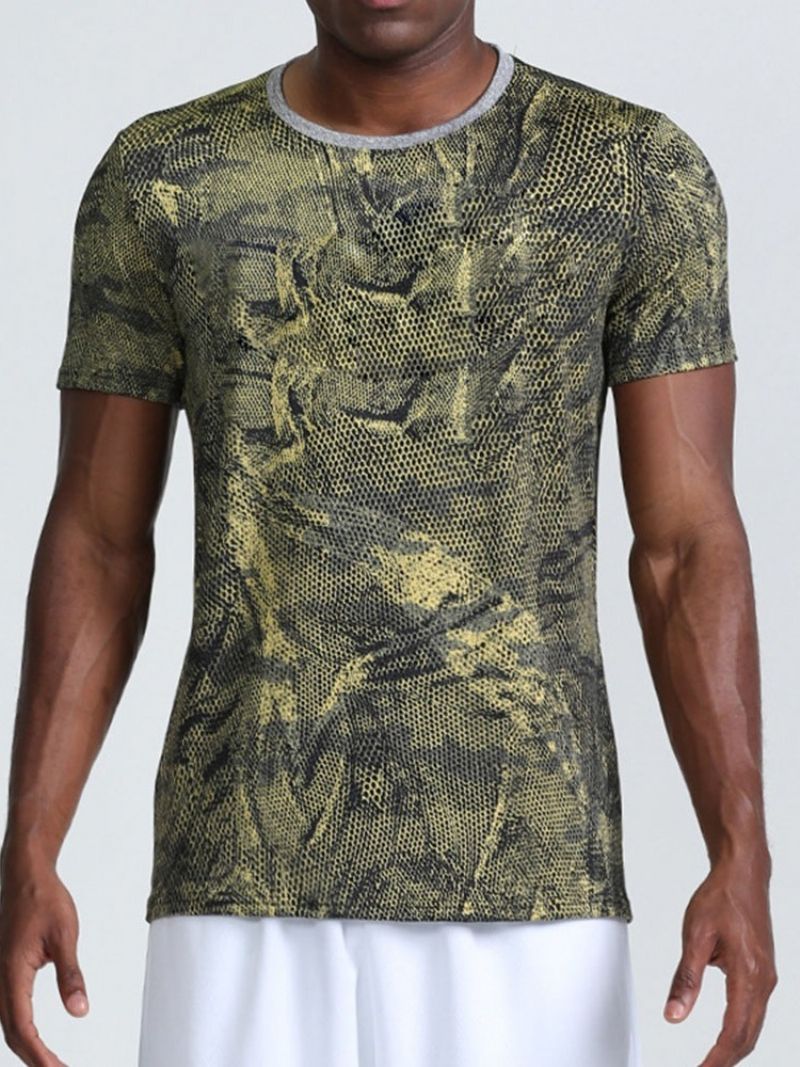 Åndbart Print Camouflage Polyester Fiske T-Shirt Herre Overdele