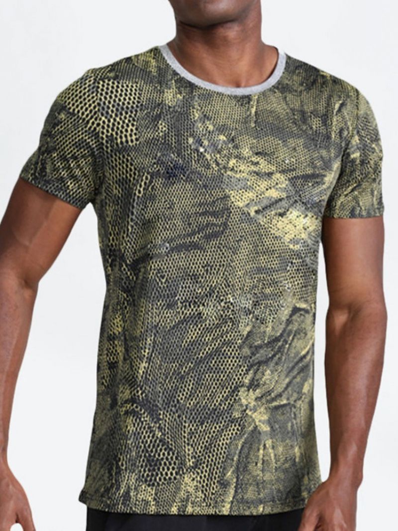 Åndbart Print Camouflage Polyester Fiske T-Shirt Herre Overdele