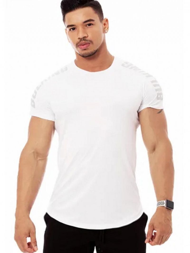 Herre Åndbar Quick Dry Pullover Gym Sports T-Shirt