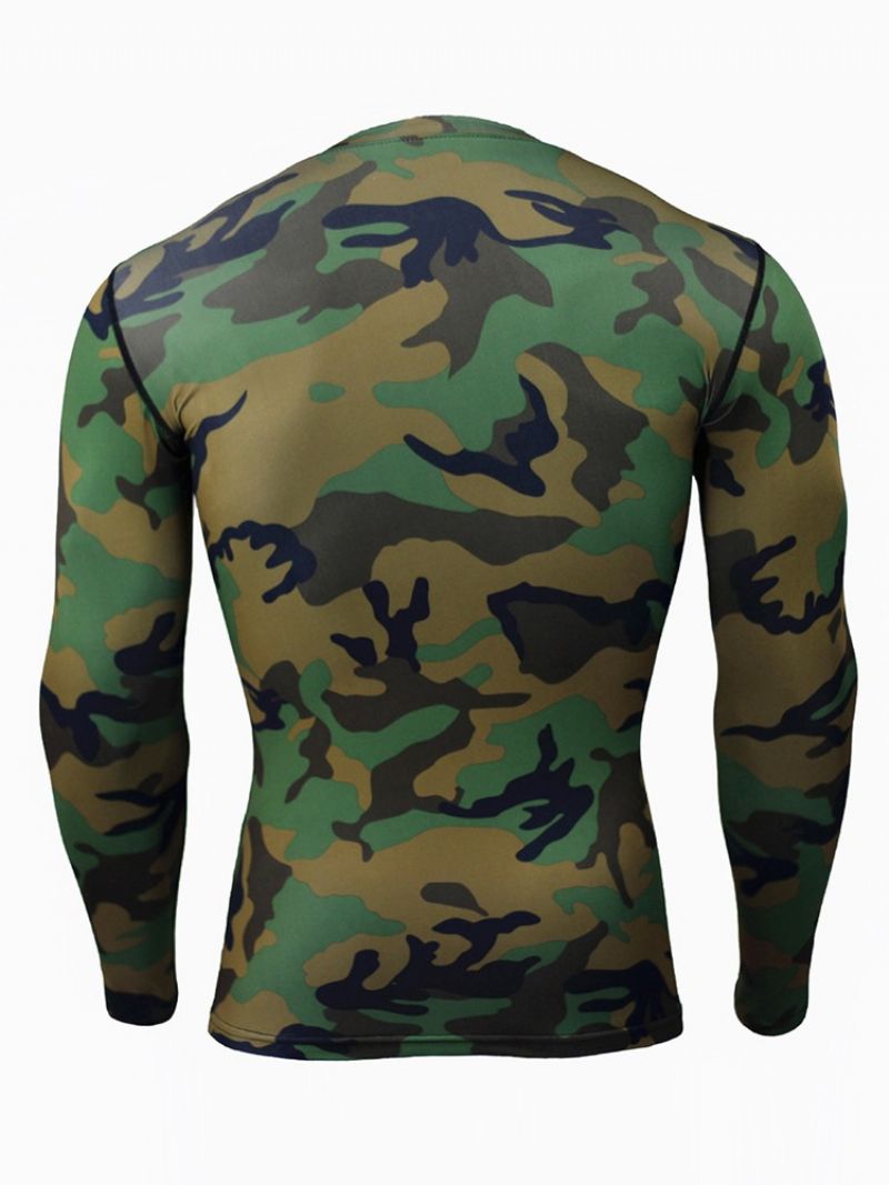 Herre Camouflage Åndbar Patchwork Langærmede Sport Toppe