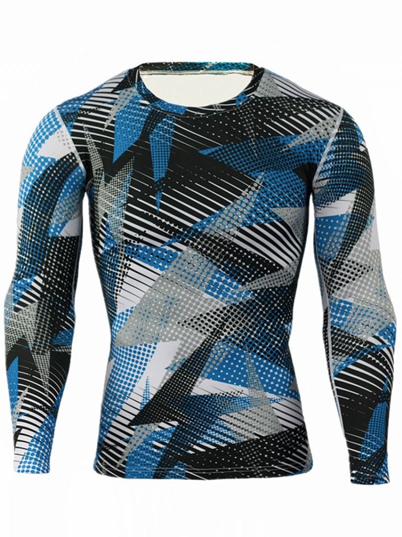 Herre Camouflage Åndbar Patchwork Langærmede Sport Toppe