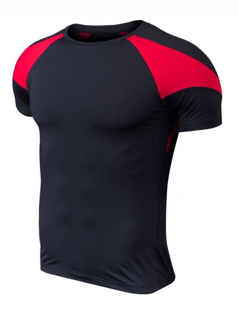 Herre Color Block Kortærmet Quick Dry Gym Sports T-Shirt