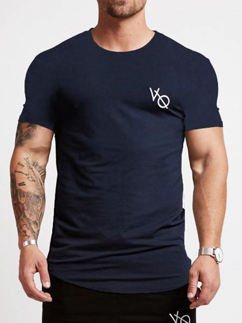 Kortærmet Trøje Med Kort Ærmet Tryk Til Mænd Gym Sports T-Shirt