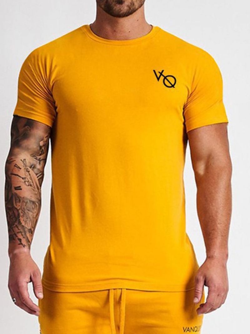 Kortærmet Trøje Med Kort Ærmet Tryk Til Mænd Gym Sports T-Shirt