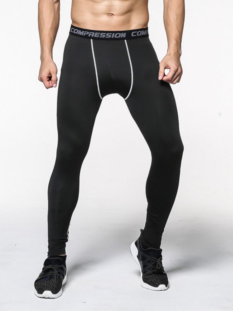 Mænds Anti-Sved Farveblok Polyester Sport Leggings