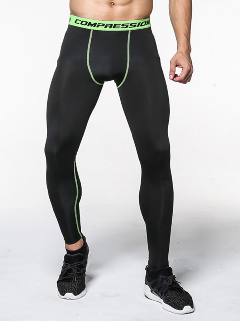 Mænds Anti-Sved Farveblok Polyester Sport Leggings