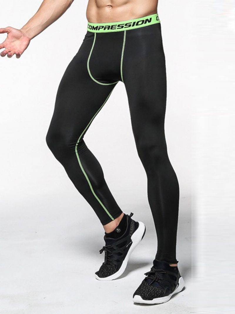 Mænds Anti-Sved Farveblok Polyester Sport Leggings