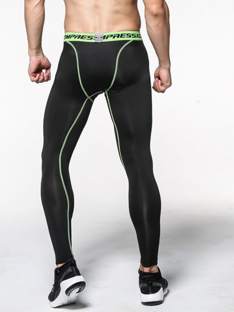 Mænds Anti-Sved Farveblok Polyester Sport Leggings