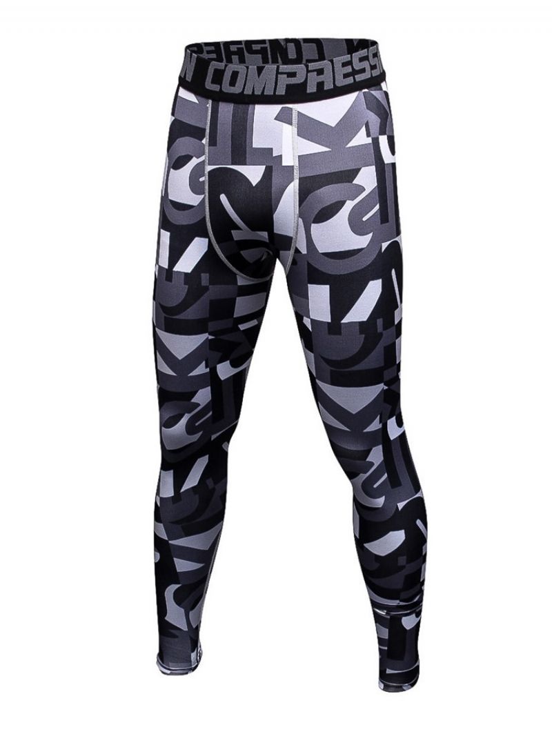 Mænds Anti-Sved Farveblok Polyester Sport Leggings