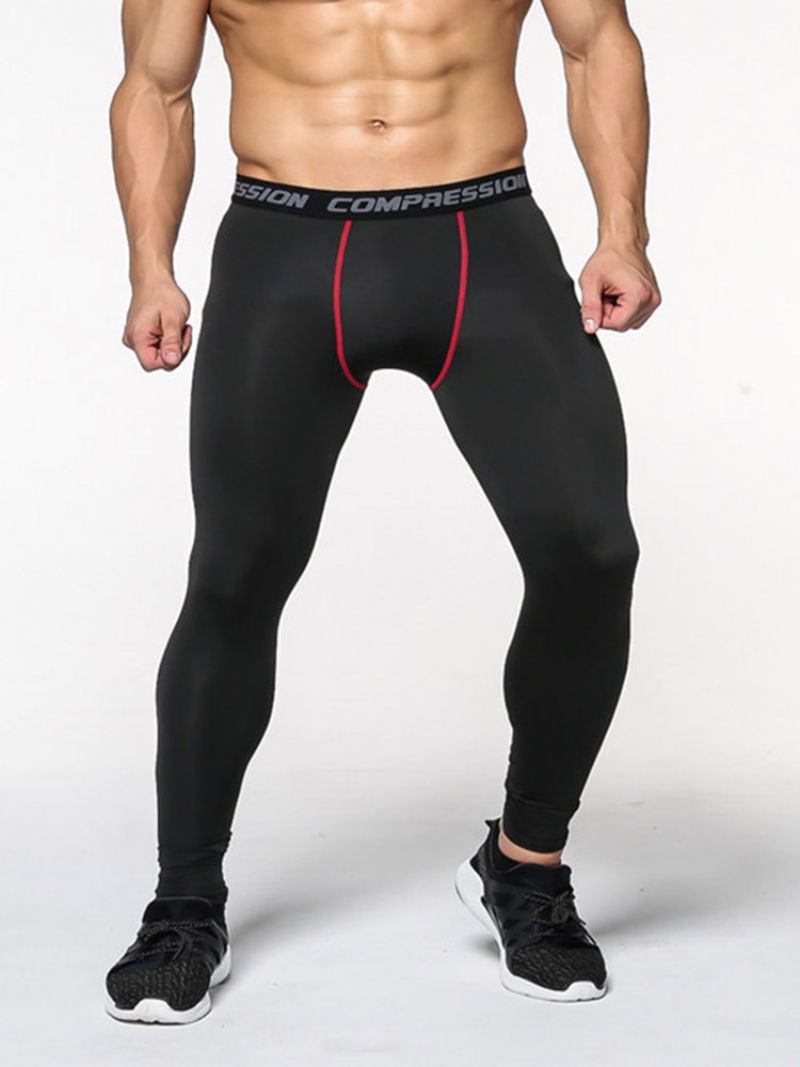 Mænds Anti-Sved Farveblok Polyester Sport Leggings