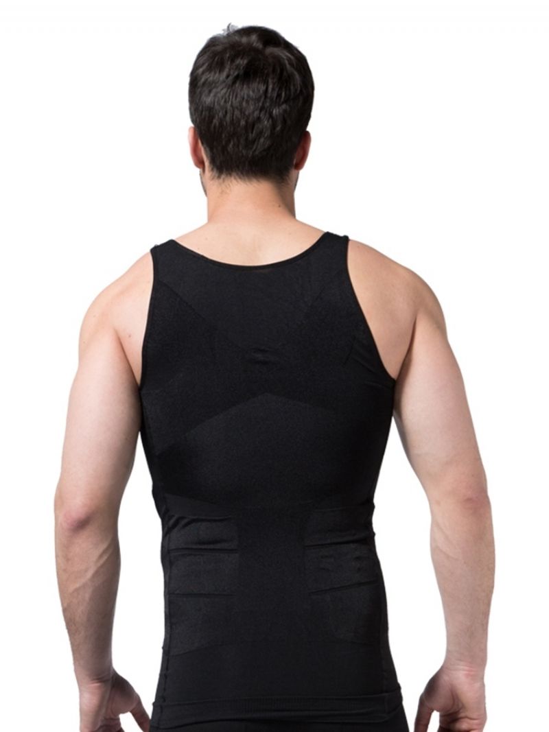 Solid Åndbar Body Shaping Sportsvest Top Til Mænd