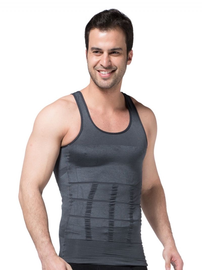 Solid Åndbar Body Shaping Sportsvest Top Til Mænd