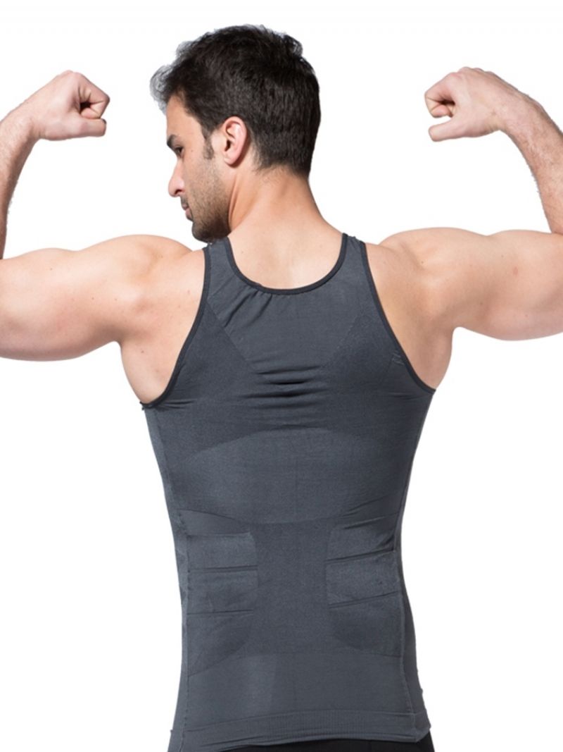 Solid Åndbar Body Shaping Sportsvest Top Til Mænd