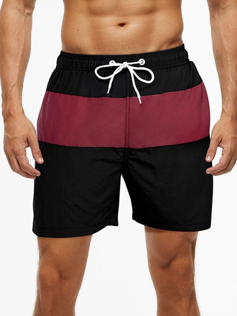 Color Block Lace-Up Lige Midtalje Herreshorts