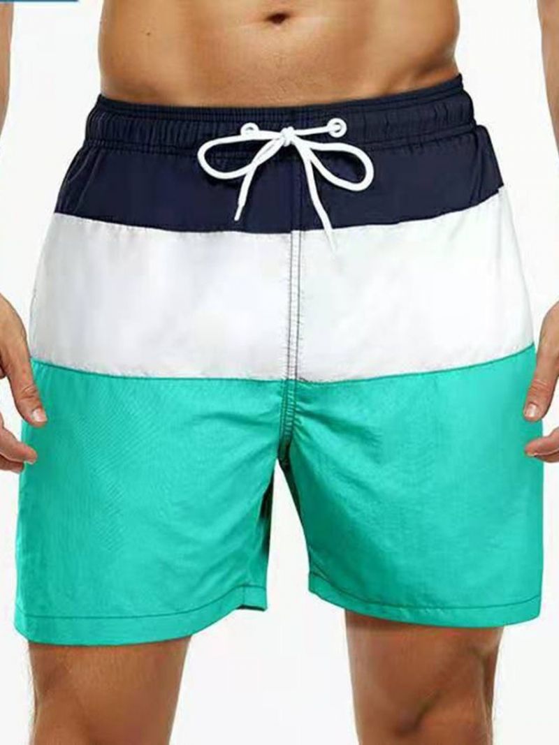 Color Block Lace-Up Lige Midtalje Herreshorts