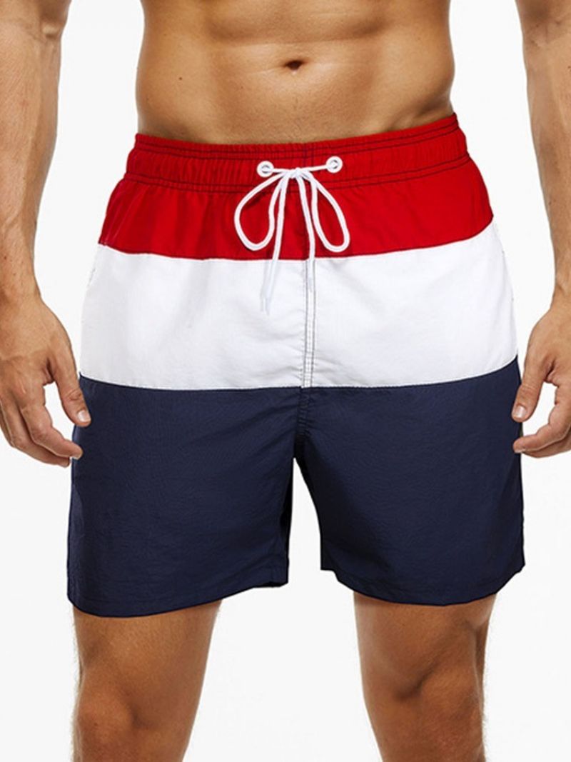 Color Block Lace-Up Lige Midtalje Herreshorts