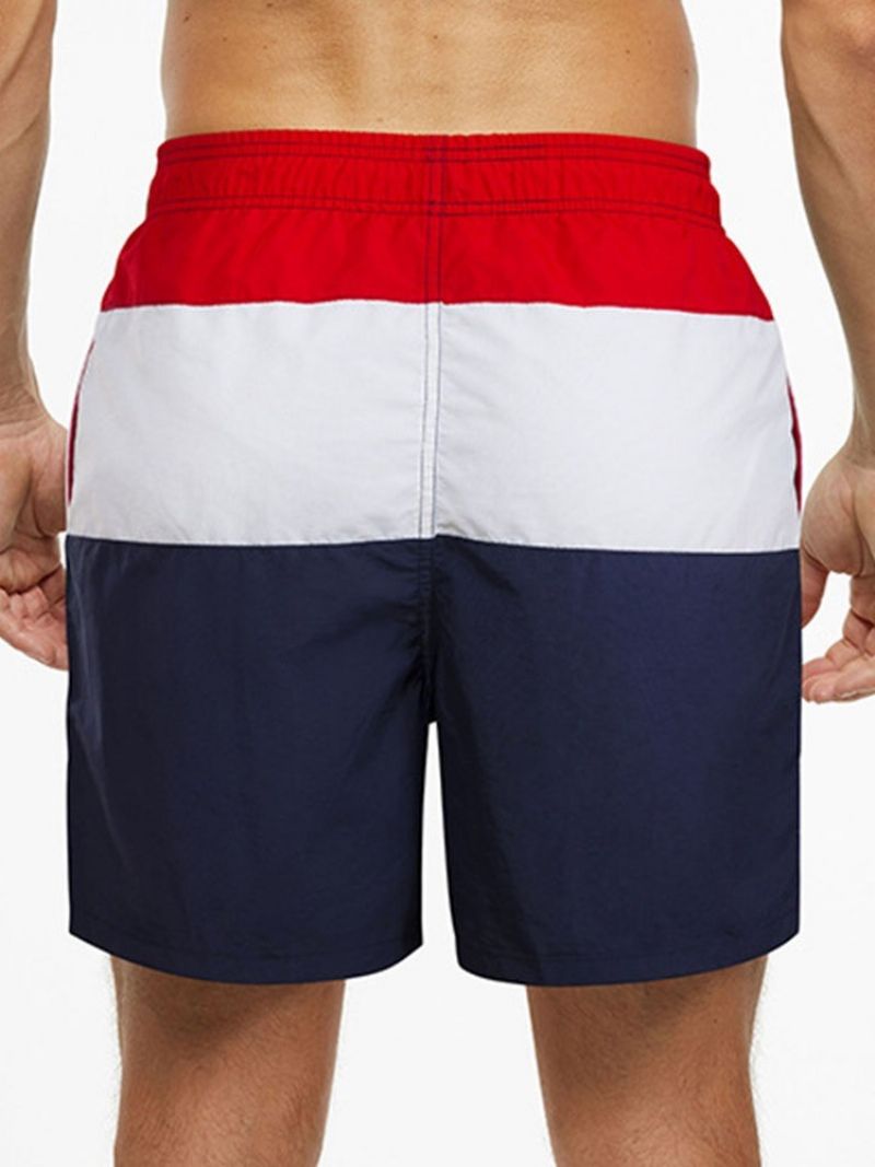 Color Block Lace-Up Lige Midtalje Herreshorts