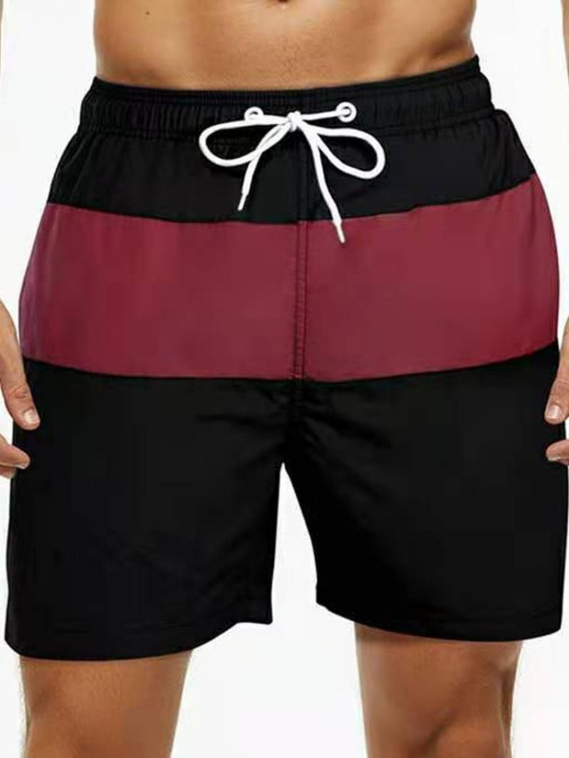 Color Block Lace-Up Lige Midtalje Herreshorts