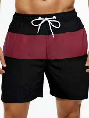 Color Block Lace-Up Lige Midtalje Herreshorts