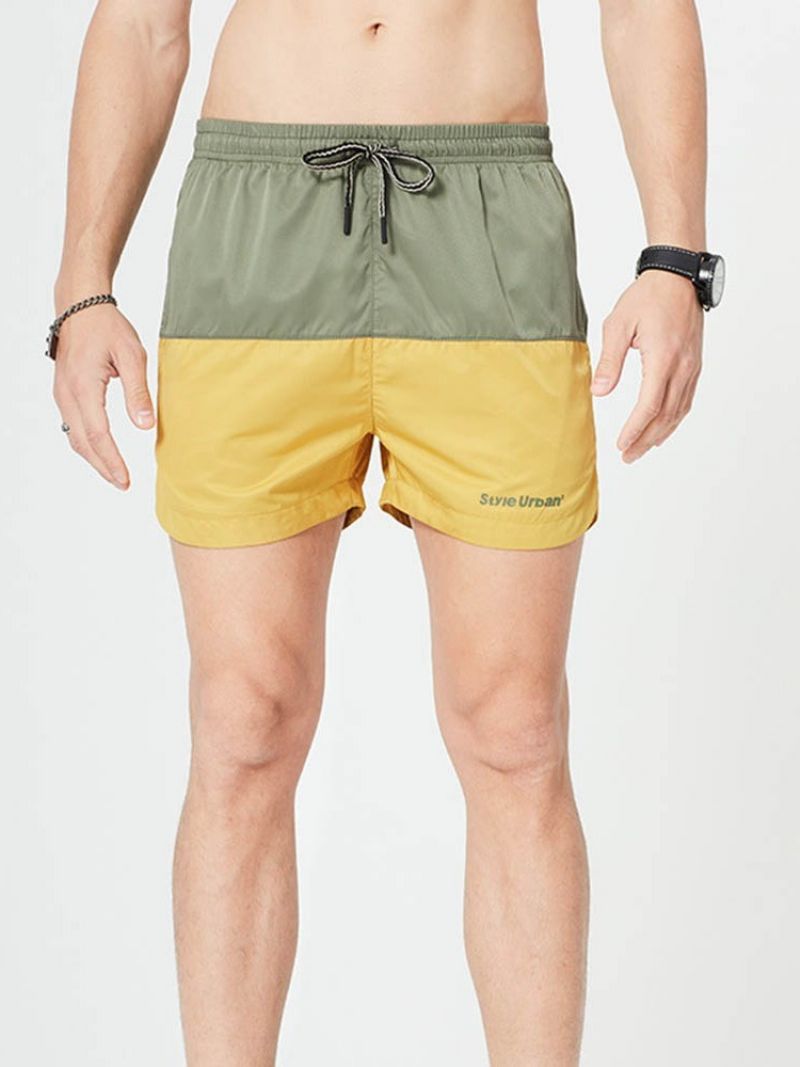 Color Block Lige Snørebånd Afslappede Mænds Shorts